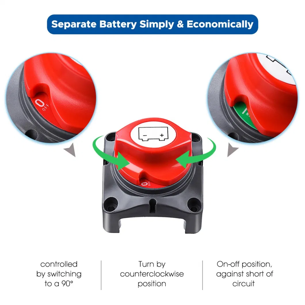 Battery Switch 12V - 48V Battery Cut off Switch Dual Battery Disconnect Switch